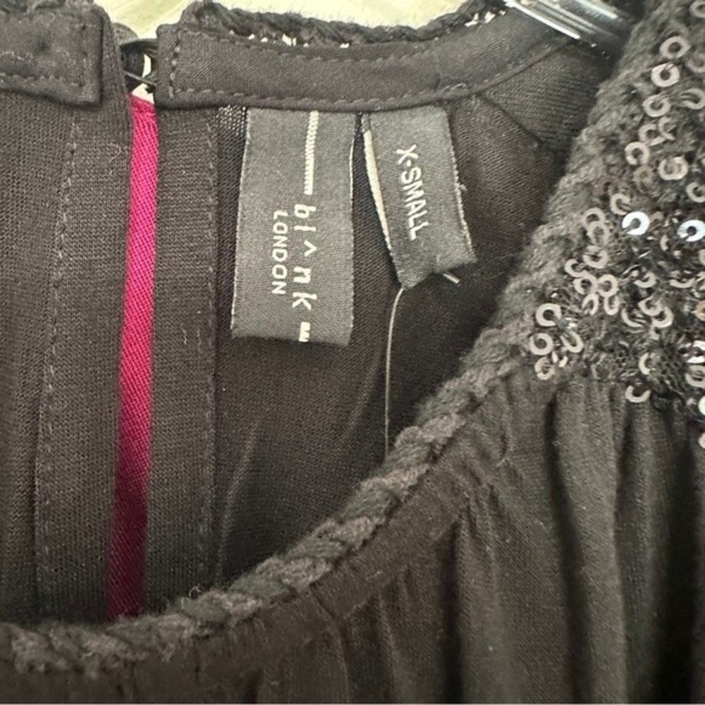 Anthropologie Bl-nk Sequin Embellished Blouse Size XS Black Bohemian NWT - Picture 10 of 14